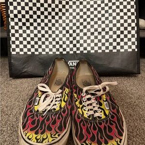 Vans Black and Yellow Flame Sneakers